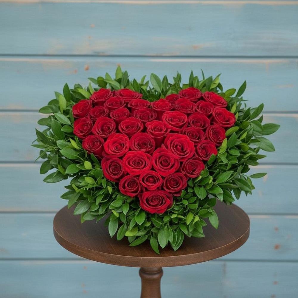 Цветочная композиция из Розы в виде сердца в Губкинском