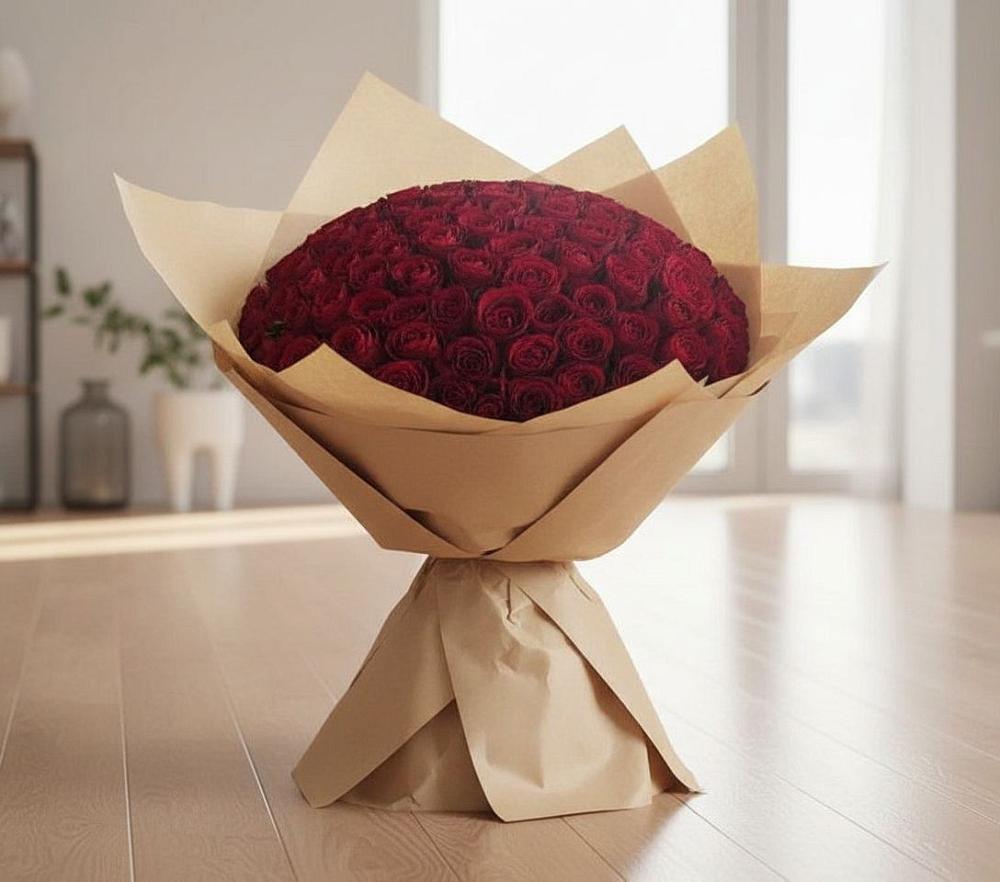 Букет 101 Красная роза в Губкинском