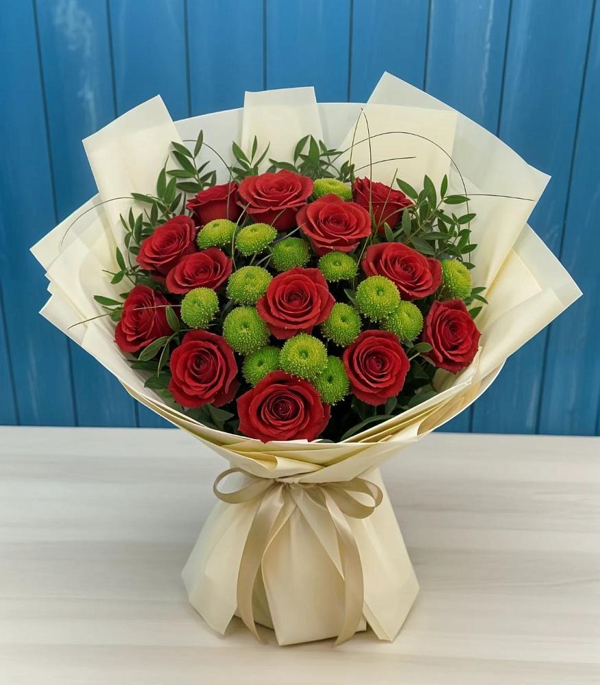 Букет цветов из: Розы и Хризантемы в Губкинском